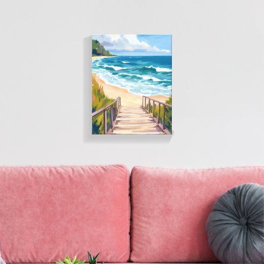 oceaanpromenade | strandgolven langs de kust canvas afdruk (Insitu (Woonkamer))