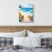oceaanpromenade | strandgolven langs de kust canvas afdruk (Insitu (Slaapkamer))