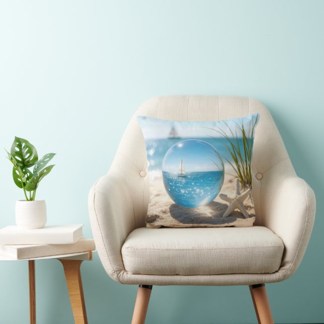 Oceaanreflectie in een lensbal kussen (Stoel)