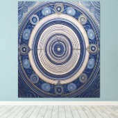 Oceaanrimpels & Heilige Geometrie Mandala Canvas Afdruk (Insitu (Houten vloer))