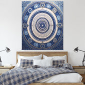 Oceaanrimpels & Heilige Geometrie Mandala Canvas Afdruk (Insitu (Slaapkamer))
