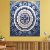Oceaanrimpels & Heilige Geometrie Mandala Canvas Afdruk (Insitu (Woonkamer))