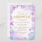 Oceaans strand koraalblauwe gouden babemeisjes dou kaart (Voorkant)