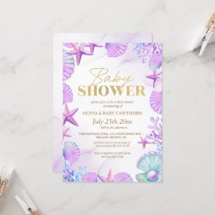 Oceaans strand koraalblauwe gouden babemeisjes dou kaart