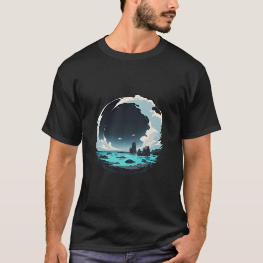 Oceaanscène in een cirkel t-shirt (Voorkant)