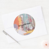 Oceaanschuim Abstract schilderij Hankamer Artjunkh Ronde Sticker (Envelop)