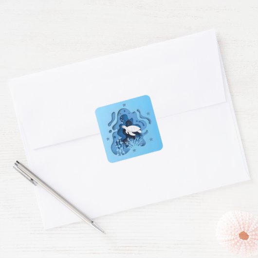 Oceaansereniteit Vierkante Sticker (Envelop)