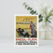  oceaanstomer naar Brazilië Plata ad poster Briefkaart (Staand voorkant)