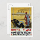  oceaanstomer naar Brazilië Plata ad poster Briefkaart (Voorkant / Achterkant)