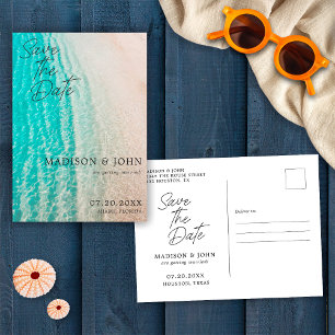 Oceaanstrand Bestemming Trouwdag Save the Date Briefkaart