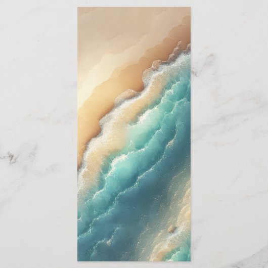 Oceaanstrand Blauw Aquarel Elegante Calligrafie Menu (Achterkant)