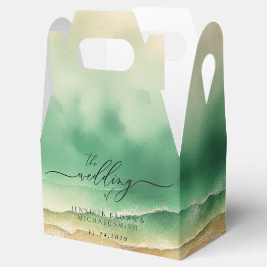 Oceaanstrand Blauw Aquarel Zomer Zon Bedankdoosjes (Geopend)