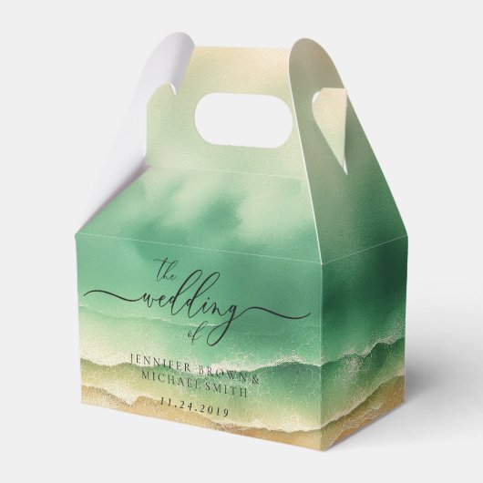 Oceaanstrand Blauw Aquarel Zomer Zon Bedankdoosjes (Voorkant Zijde)