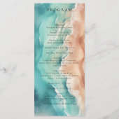 Oceaanstrand Blauwe Aardtint Waterverf Menu (Achterkant)