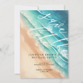 Oceaanstrand Blauwe Aquarel Elegant Basis Save The Date