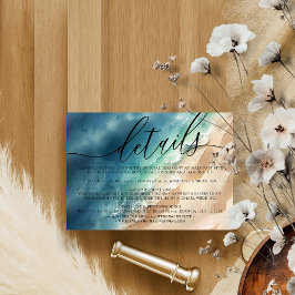 Oceaanstrand Blauwe Aquarel Elegante Calligrafie RSVP Kaartje