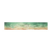 Oceaanstrand Blauwe Aquarel Elegante Scripts Uitnodigingen Wikkel (Vlak)