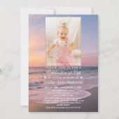 Oceaanstrand Funeral Feest van het Leven Meisje Fo Kaart (Voorkant)