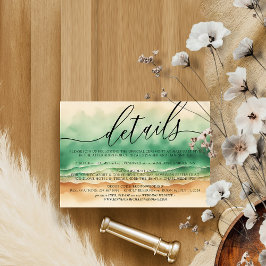 Oceaanstrand groen aquarel elegant zon zomer RSVP kaartje
