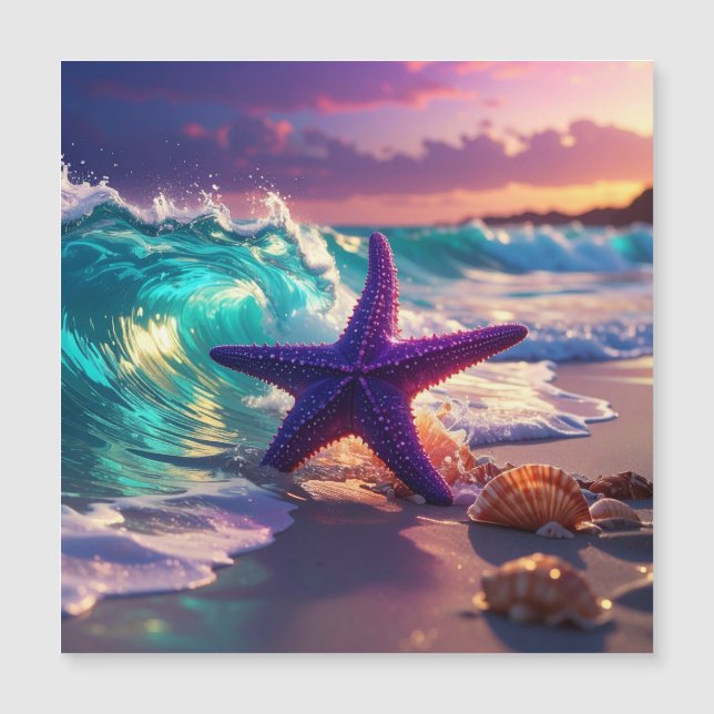 Oceaanstrand met paarse zeester (Voorkant)