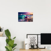 Oceaanstrand met paarse zeester poster (Thuiskantoor)