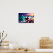 Oceaanstrand met paarse zeester poster (Keuken)