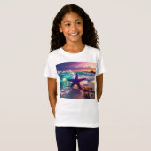 Oceaanstrand met paarse zeester t-shirt (Voorkant volledig)