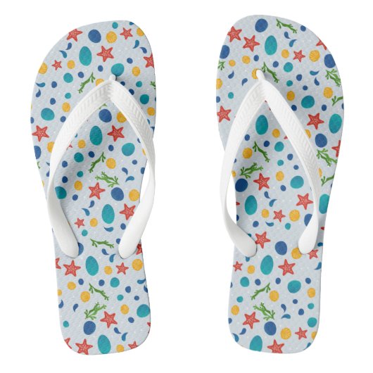 Oceaanstrand met zeesterren, schelpen en steentjes teenslippers (Voetbed)