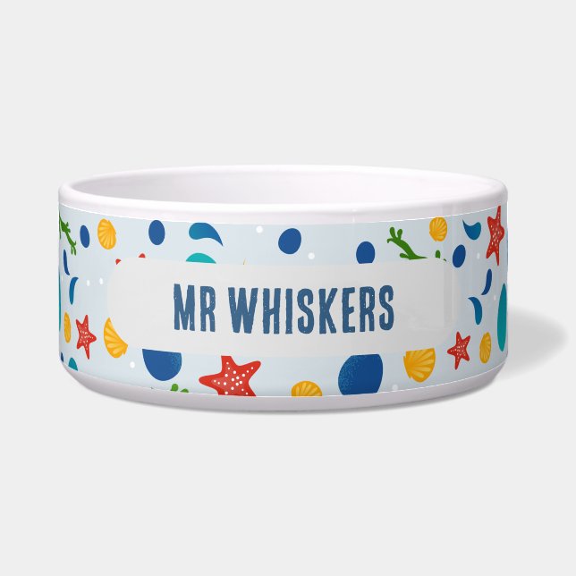 Oceaanstrand met zeesterren, schelpen en steentjes voerbakje (Voorkant)