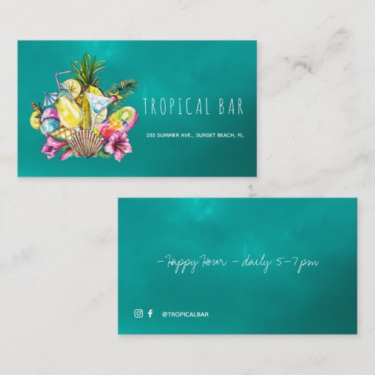 Oceaanstrand Tropische visitekaartjes (Voorkant / Achterkant)