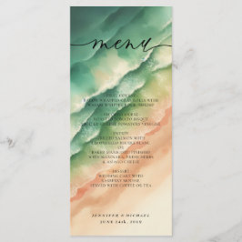 Oceaanstrand Waterverf Elegante Calligrafie Menu