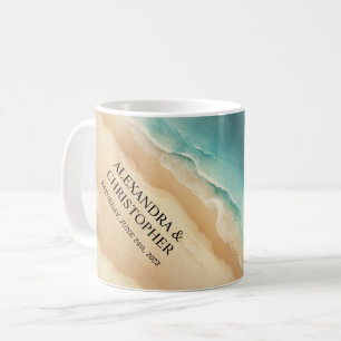 Oceaanstrand Zeewaterverf Zomer Bruiloft Koffiemok