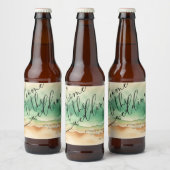 Oceaanstrand Zomer Groene Zee Bruiloft Bier Etiket (Flessen)