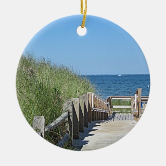 Oceaanstrandfoto Keramisch Ornament (Voorkant)