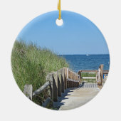 Oceaanstrandfoto Keramisch Ornament (Achterkant)