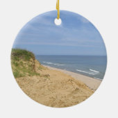 Oceaanstrandfoto Keramisch Ornament (Achterkant)