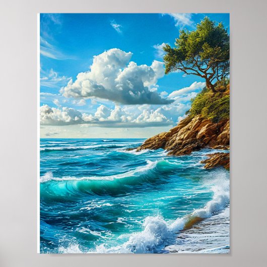 Oceaanstrandgolven Poster (Voorkant)