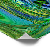 Oceaanstromingen Smaragd Golf Gemarmerde Fractal Poster (Hoek)
