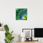 Oceaanstromingen Smaragd Golf Gemarmerde Fractal Poster (Thuiskantoor)