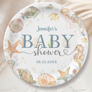 Oceaanthema baby shower geslacht neutraal papieren bordje