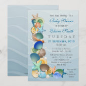 oceaanthema Blauw Baby shower nodigt uit Kaart (Voorkant / Achterkant)