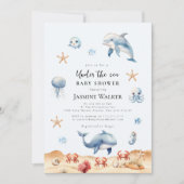Oceaanthema Waterverf Dolfijn Baby Shower Kaart (Voorkant)