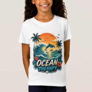 Oceaantherapie Retro Tropisch Strand & Dolfijn T-shirt