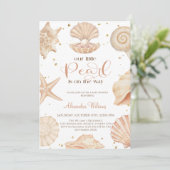 Oceaantje parel baby shower kaart (Staand voorkant)