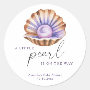 Oceaantje Parel Onder De Zee Baby Shower Ronde Sticker