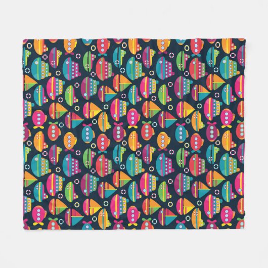Oceaantransportpatroon Fleece Deken (Voorkant (Horizontaal))