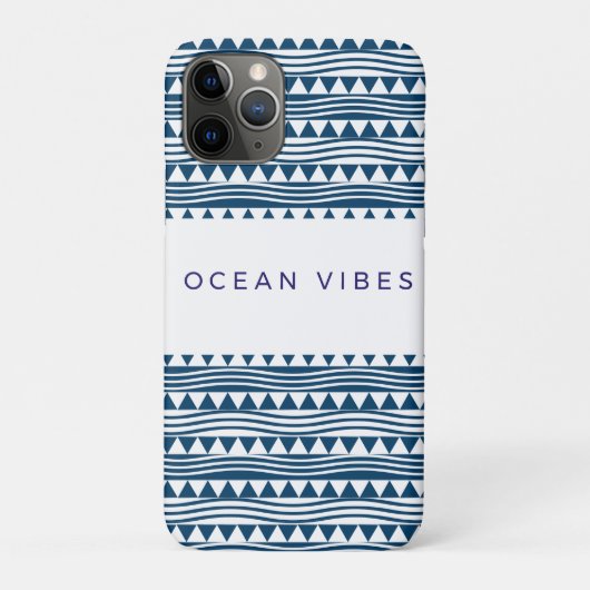 Oceaanvibes geometrisch – marineblauwe kust Case-Mate iPhone case (Achterkant)