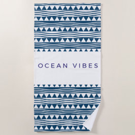 Oceaanvibes geometrisch – marineblauwe kust strandlaken