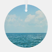 Oceaanwater, heldere blauwe lucht. glas ornament (Achterkant)