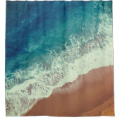 Oceaanwater strand zand kust blauw bruin douchegordijn (Voorkant)